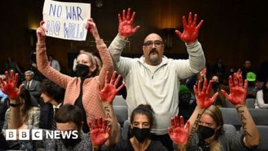 Photo de Des manifestants anti-guerre interrompent Antony Blinken au Sénat américain