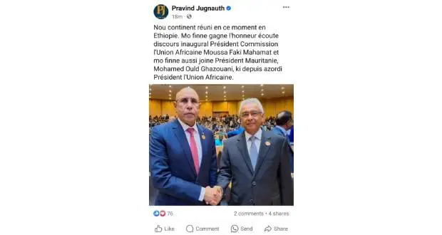 Le PM Pravind Jugnauth rencontre le nouveau président de l’Union Africaine.