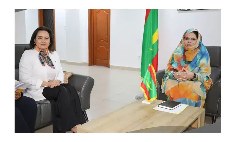 Photo de Emploi: la ministre reçoit l’ambassadrice d’Espagne.