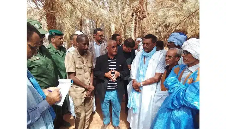 Le Wali du Tagant inspecte les dégâts causés par l’incendie de l’oasis “El Fajha”