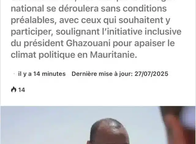 Tribune dénonçant le faux dialogue national en Mauritanie proposé par le parti El Insaf