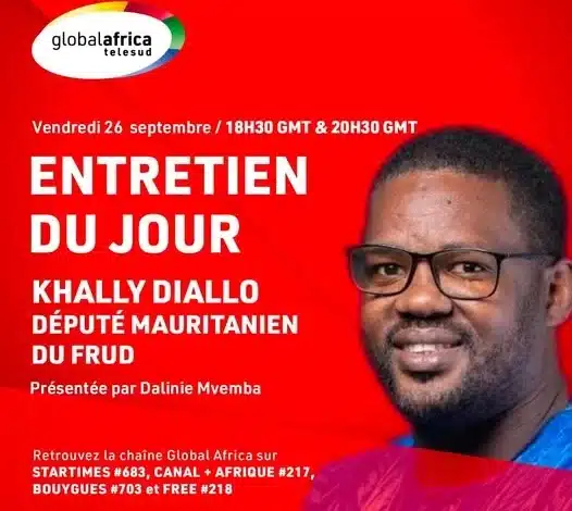 Portrait de Khally Diallo, député mauritanien du FRUD, invité de l’émission "Entretien du Jour" présentée par Dalinie Mvemba sur la chaîne Global Africa Télésud.