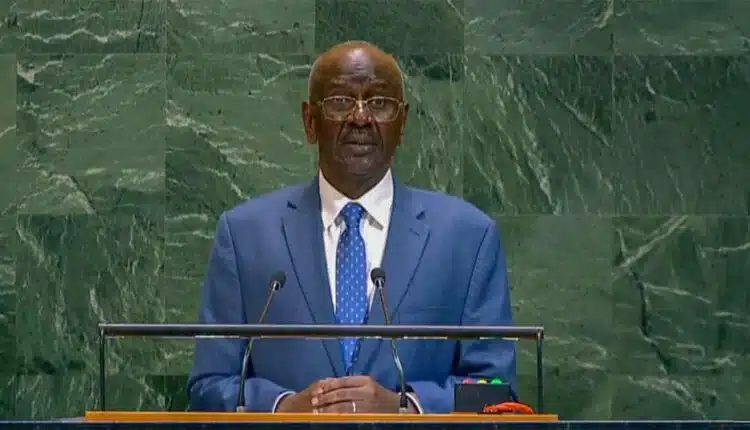 Le ministre mauritanien des Affaires étrangères, Mohamed Salem Ould Merzoug, prononçant un discours à la tribune de l’Assemblée générale des Nations Unies à New York.