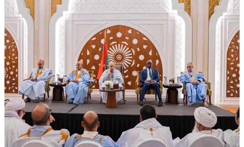 Le Président Mohamed Ould Cheikh El Ghazouani s’adressant à la communauté
