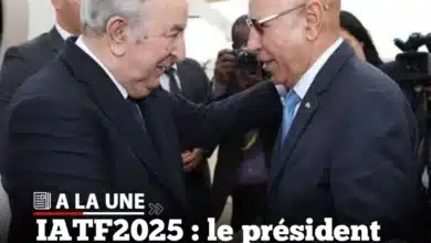 Photo de Tebboune accueille Ghazouani à Alger pour la Foire commerciale intra-africaine
