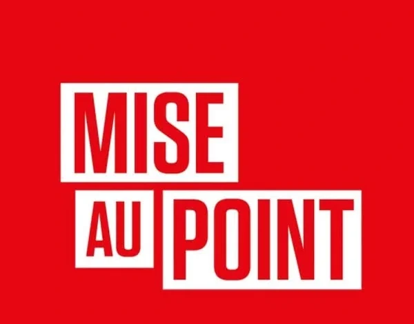 Logo Mise au point sur fond rouge