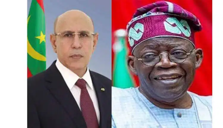 Portraits côte à côte de Mohamed Ould Cheikh El Ghazouani et Bola Tinubu, symbolisant les relations diplomatiques entre la Mauritanie et le Nigeria