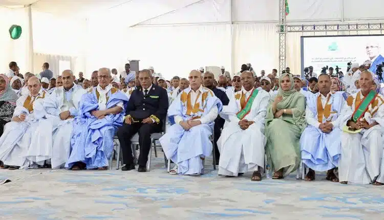Le président Mohamed Ould Cheikh El Ghazouani lors du lancement du programme d’urgence pour l’accès aux services essentiels à Néma.