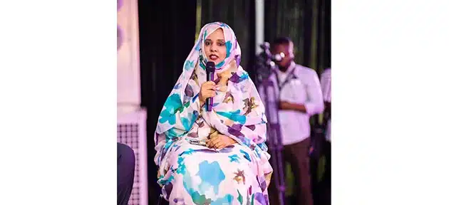 Mme Houda Babah, ministre mauritanienne de l’Éducation, intervenant à Accra lors du Forum africain sur l’éducation.