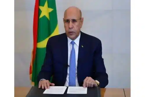 8 Mars : Le Président Ghazouani érige l'autonomisation des femmes en priorité nationale 1 Portrait du Président Mohamed Ould Cheikh El Ghazouani lors d'un discours officiel sur les droits des femmes.