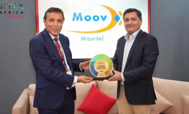 موف موريتل تتصدر الإنترنت المحمول في موريتانيا للسنة الثالثة وتفوز بجائزة nPerf 2026 1 موف موريتل تتسلم جائزة أفضل أداء لشبكة الإنترنت المحمول خلال معرض GITEX Africa 2026 بمراكش