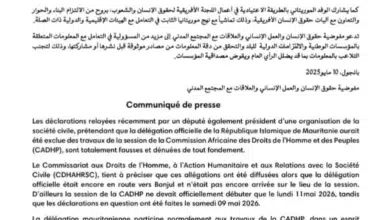 Communiqué de presse : Le CDHAHRSC dément les allégations d'exclusion de la délégation mauritanienne de la CADHP 2 Photo de Communiqué de presse : Le CDHAHRSC dément les allégations d’exclusion de la délégation mauritanienne de la CADHP