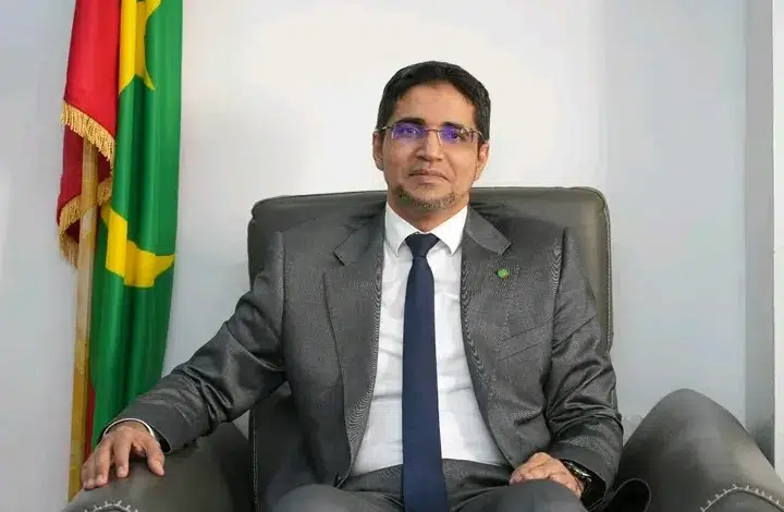 Politiques de la jeunesse en Mauritanie : le défi du chômage 1 Portrait officiel de Mohamed Abdallahi Ould Louly, ministre mauritanien, assis dans son bureau à côté du drapeau de la Mauritanie.