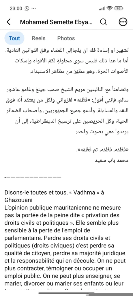 L'insulte n'est pas un projet démocratique : Réponse à M. Baba Saïd 2 Deux députées ne sont pas devenues des esclaves