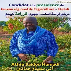 Gorgol : Athié Saidou Hamadi Candidat à la Présidence de la FMA 1 Athié Saidou Hamadi, candidat à la présidence du bureau régional de la Fédération Mauritanienne de l'Agriculture au Gorgol
